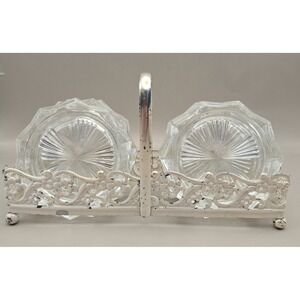 Vintage Crystal Coasters With Caddy Marked With Reims And France. 1970's (#19)